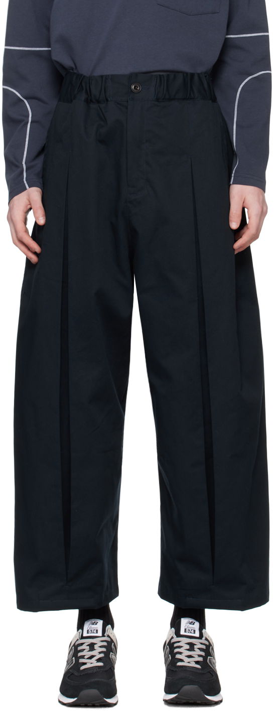 Housut sage NATION SAGE NATION Box Pleat Trousers Tummansininen | S011