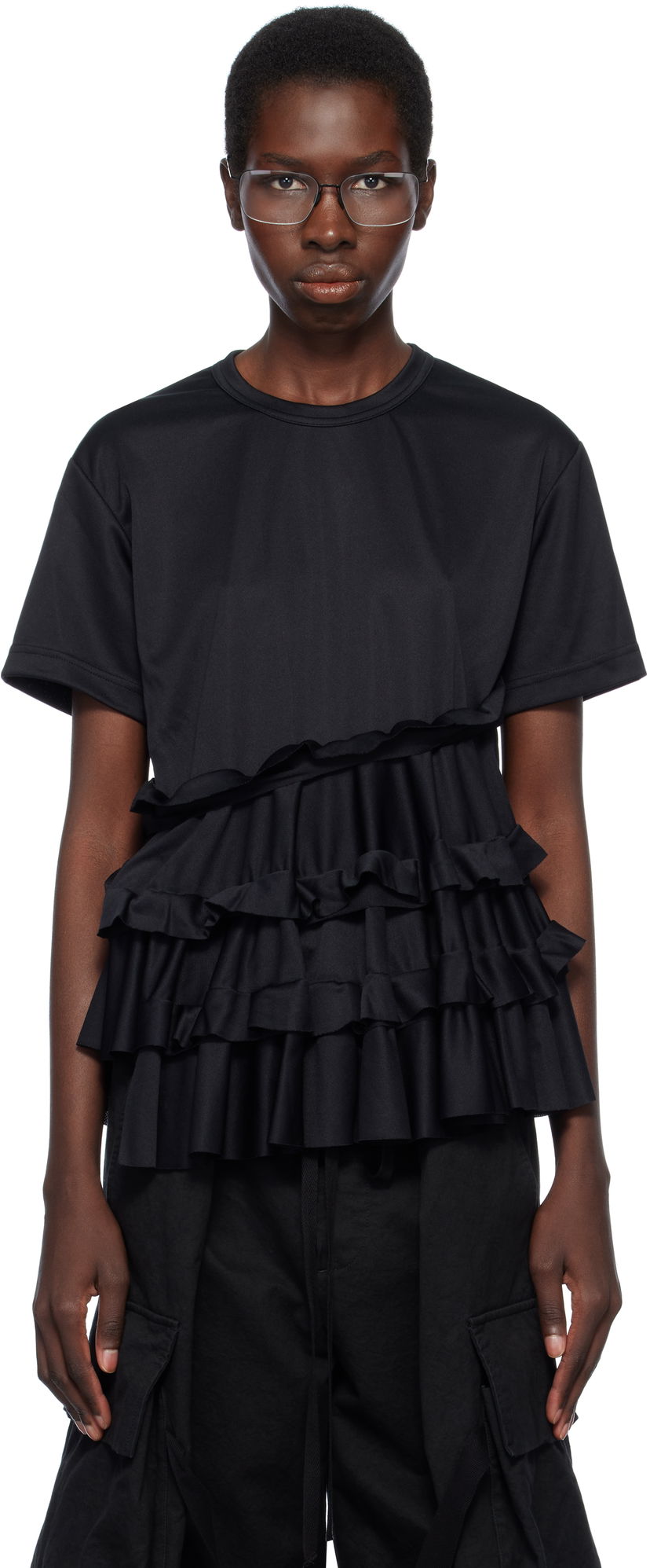 T-paita Comme des Garçons Comme des Garçons T-Shirt with Ruffle Detail Musta | RO-T008-051-1