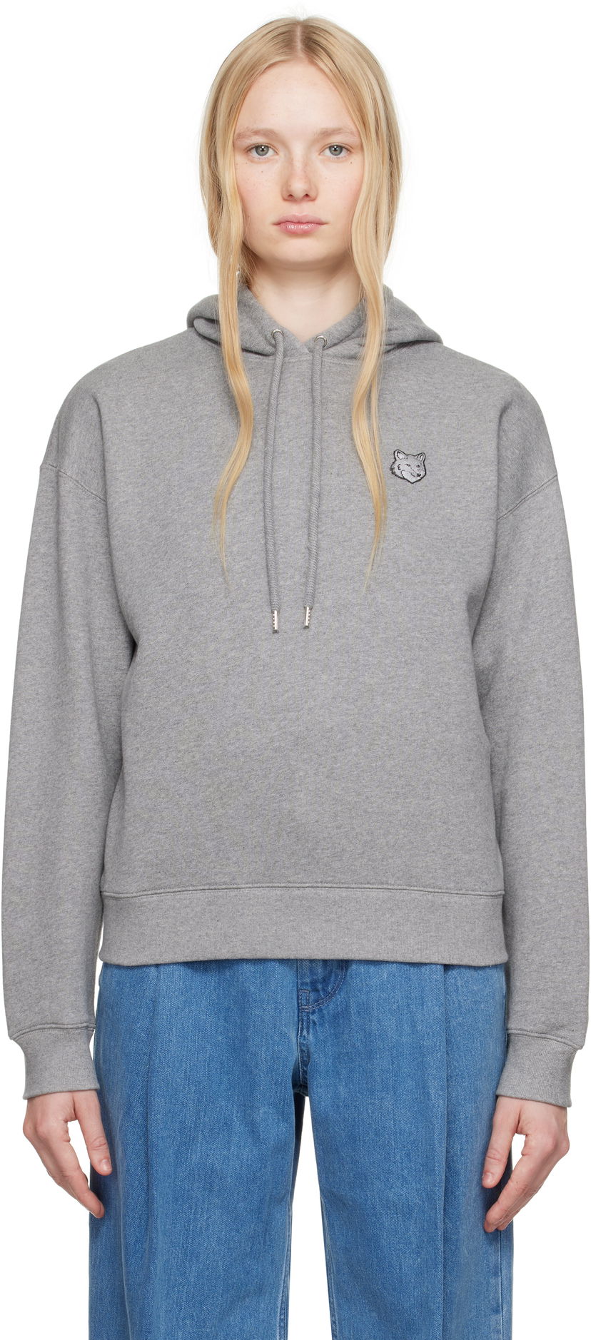 Huppari MAISON KITSUNÉ Maison Kitsuné Fox Head Patch Comfort Hoodie Harmaa | MW00704KM0321