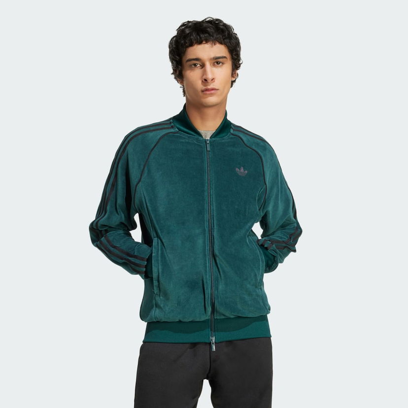 Bomber-takki adidas Performance Adicolor SST Velour Track Jacket Vihreä | JX1564