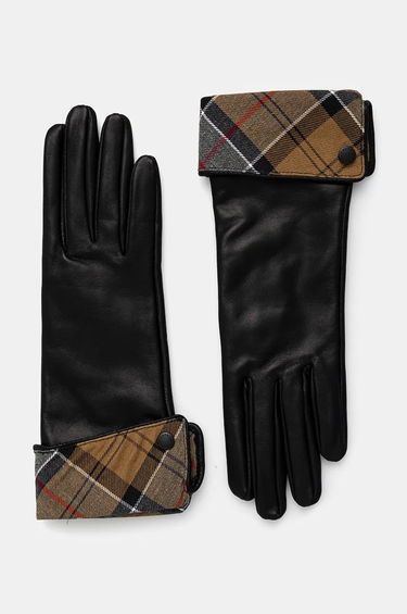 Käsineet Barbour Leather Gloves with Tartan Cuffs Musta | LGL0005, 0