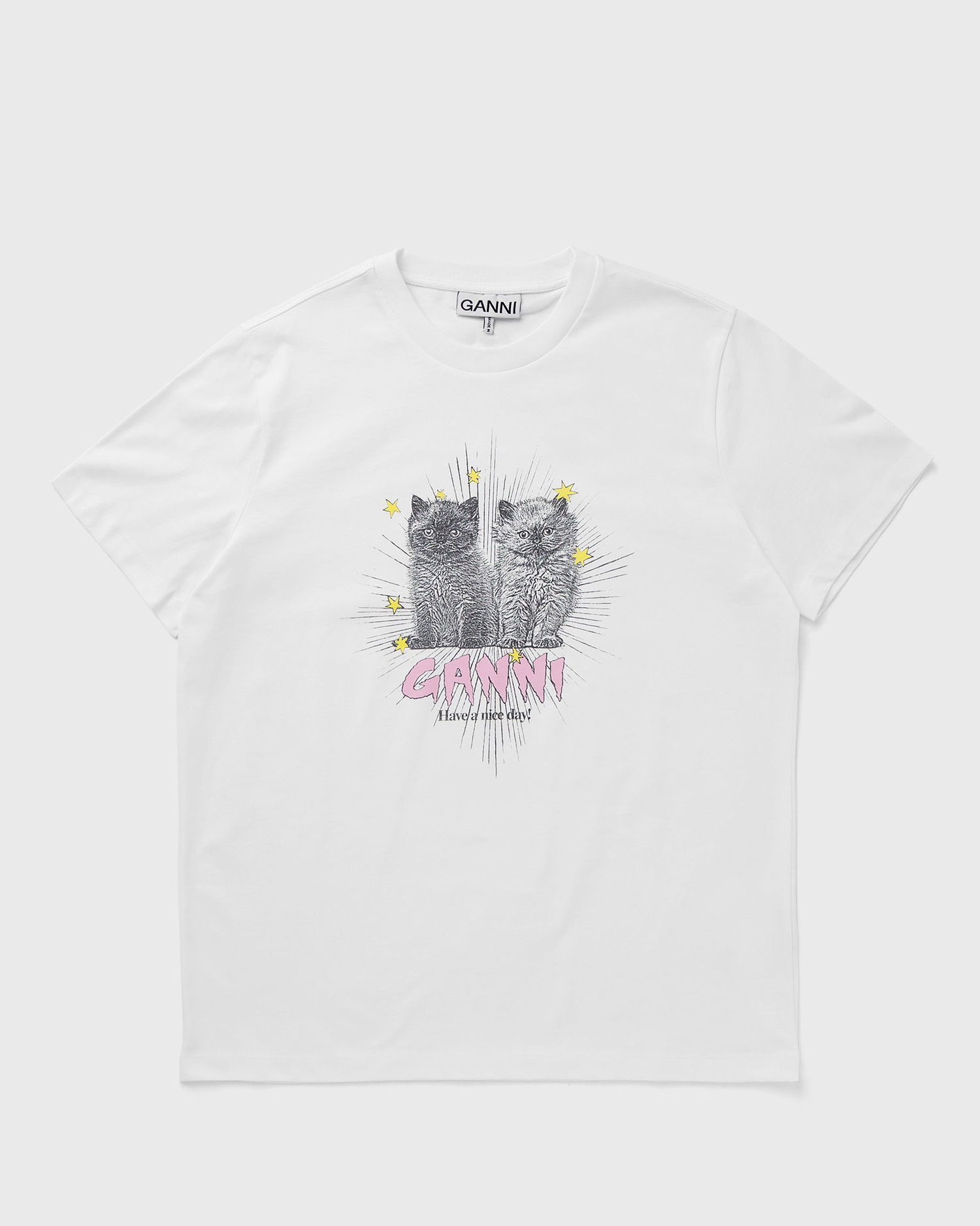T-paita GANNI Kittens Relaxed T-Shirt With Print Valkoinen | T4060-151, 0