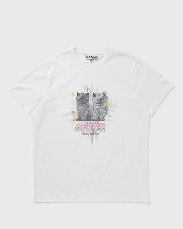 T-paita GANNI Kittens Relaxed T-Shirt With Print Valkoinen | T4060-151, 0