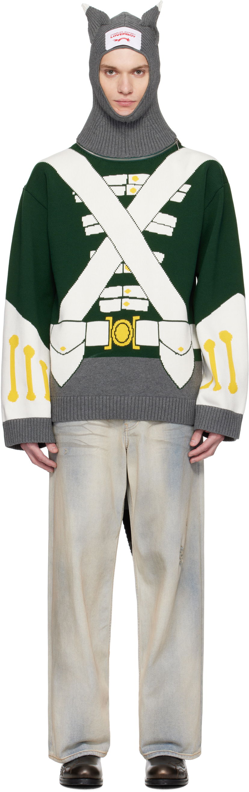 Villapaita Charles Jeffrey Loverboy Charles Jeffrey LOVERBOY Knit Balaclava and Toy Soldier Sweater Vihreä | 54090101