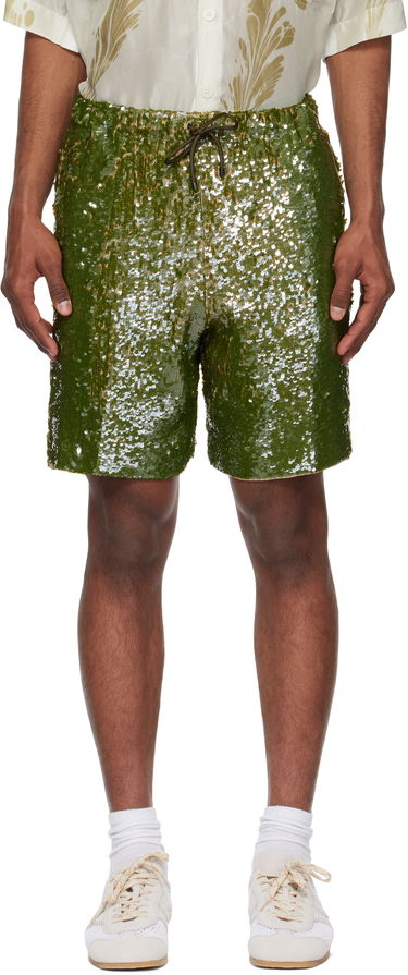 Shortsit Dries Van Noten Dries Van Noten Sequin Shorts Vihreä | 251-080973-1480, 0