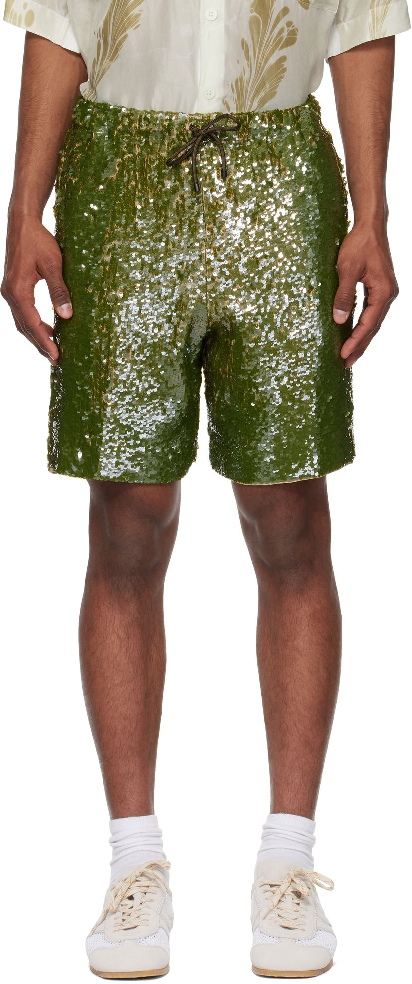 Shortsit Dries Van Noten Dries Van Noten Sequin Shorts Vihreä | 251-080973-1480