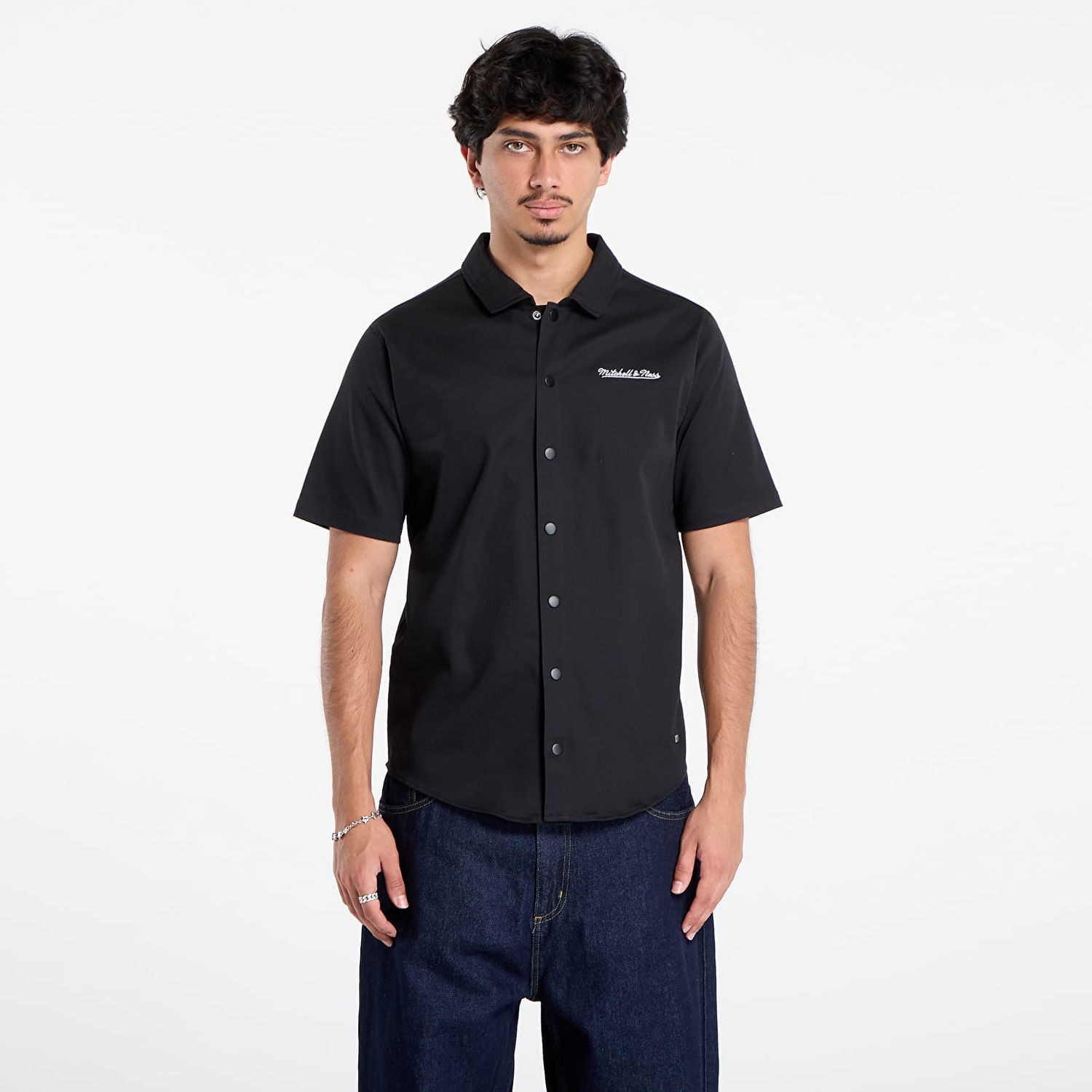 Paita Mitchell & Ness Mitchell & Ness Branded M&N SS Button Up Shirt Musta | TP9954-MNNBLCK, 0