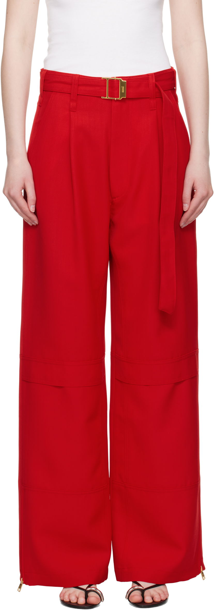 Housut AMI AMI Paris Wool Cargo Pants Punainen | FTR307.WV0068