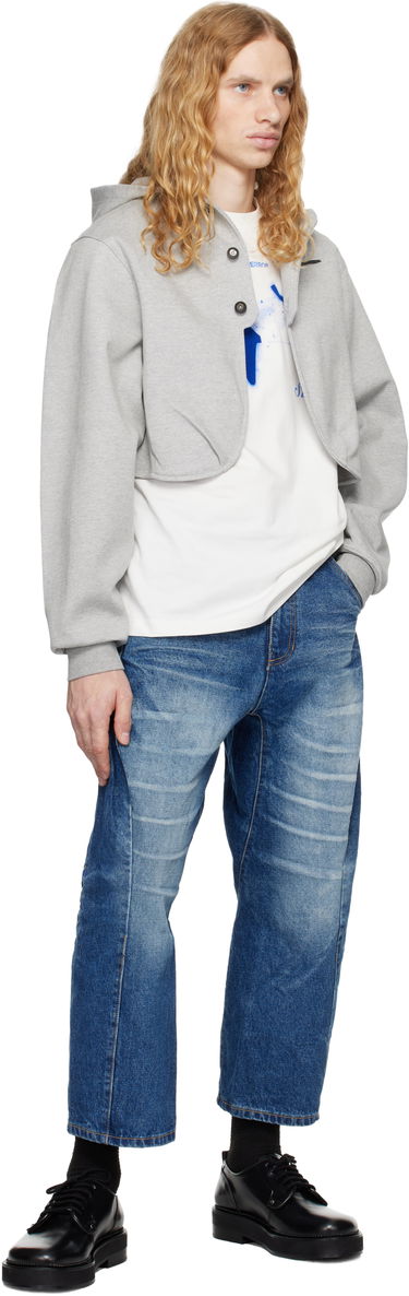 Huppari ADER ERROR Cropped Button Hoodie Harmaa | BN01FWHD0401GR, 3