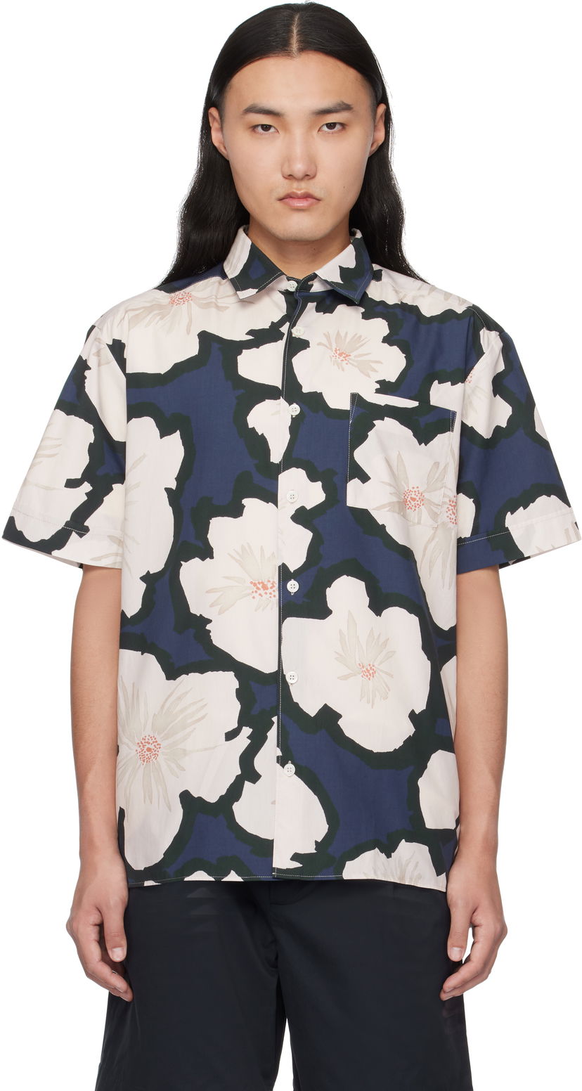Paita A.P.C. Floral Print Short-Sleeve Shirt Sininen | COHEH-H12541