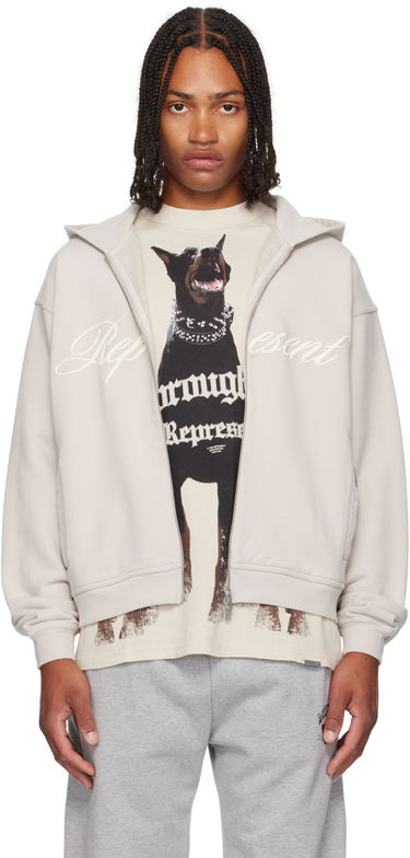 Huppari Represent Clo Represent Script Logo Zip Hoodie Beige | MLM100025, 0