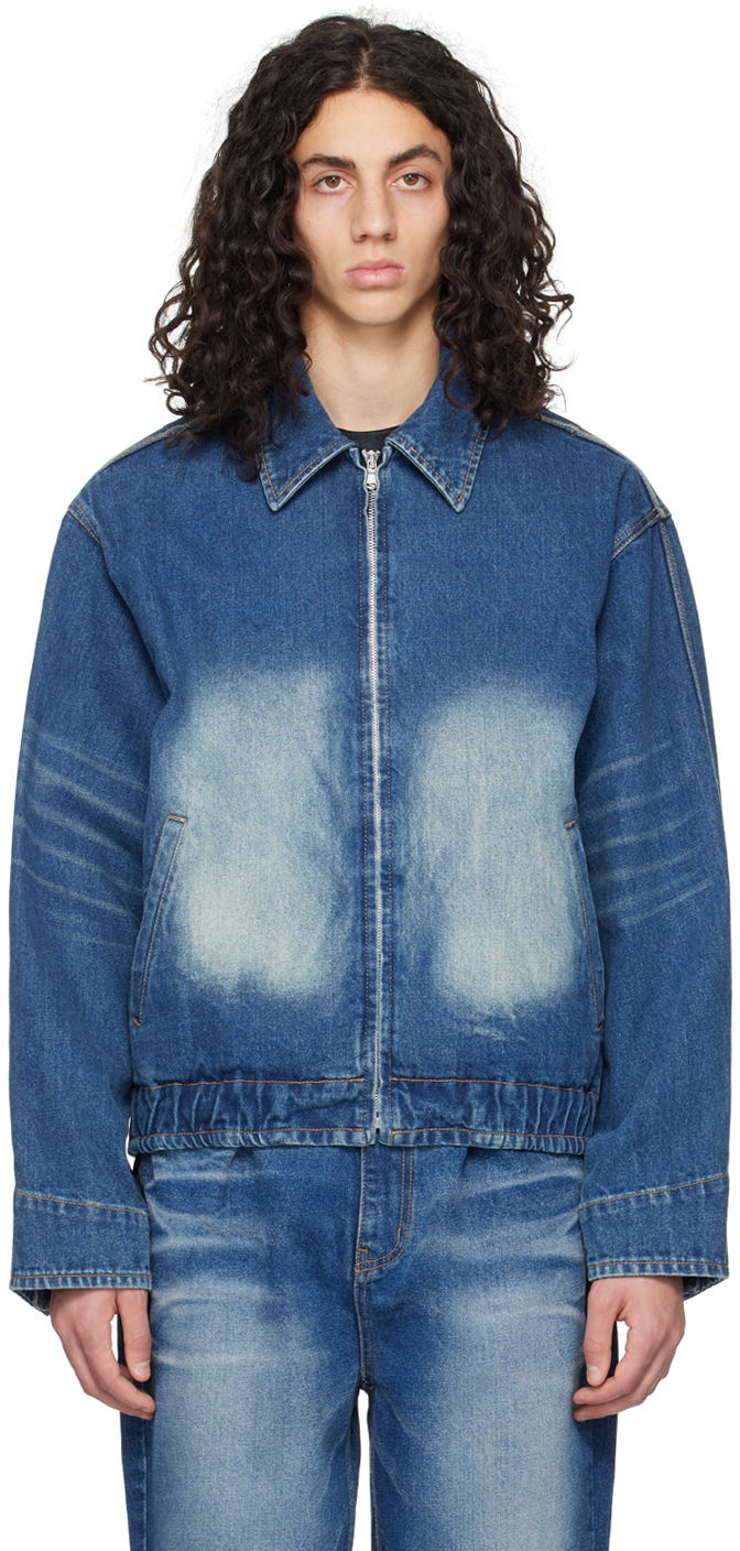 Bomber-takki We11done We11done Faded Denim Jacket Sininen | WD-DJ1-23-329-U-BL