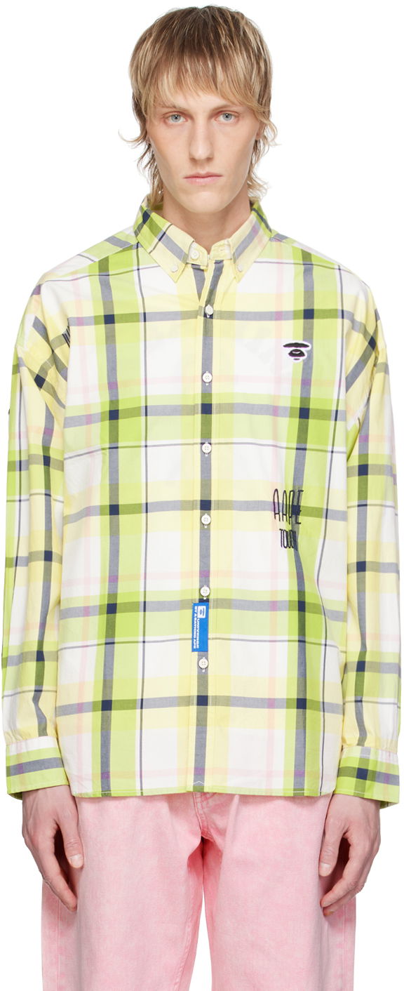 Paita AAPE by A Bathing Ape AAPE by A Bathing Ape Embroidered Plaid Shirt Keltainen | AAPSTM8479XXMGRT