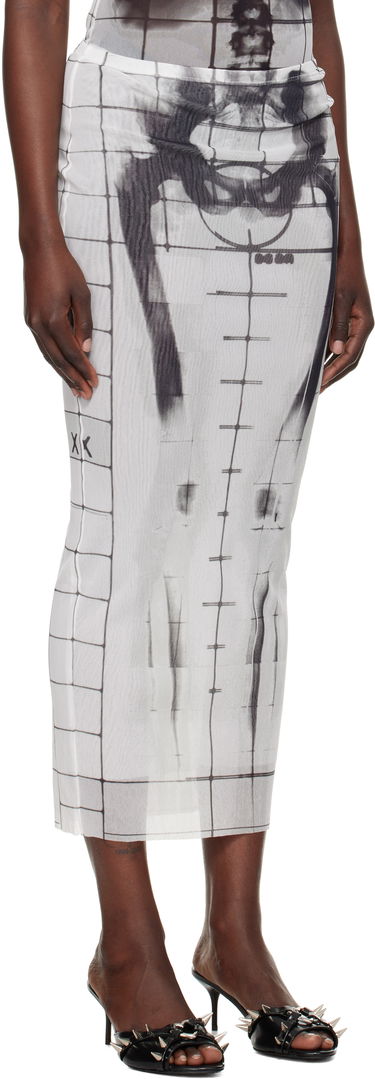 Hame Jean Paul Gaultier Jean Paul Gaultier 'The Squeletor' Mesh Maxi Skirt Valkoinen | 25/33-F-JU144-T580-0100, 1