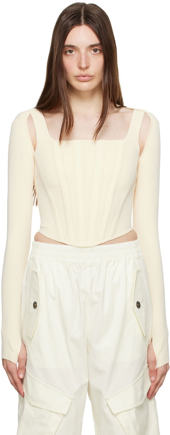 Tankkitoppi Dion Lee Pointelle Knit Long Sleeve Top Valkoinen | A7460P23