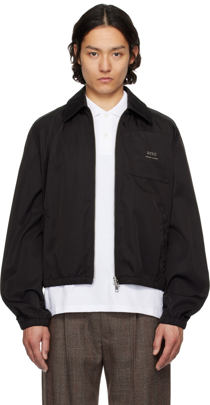 Tuulitakki AMI AMI Zipped Jacket Musta | HJK063.PA0007