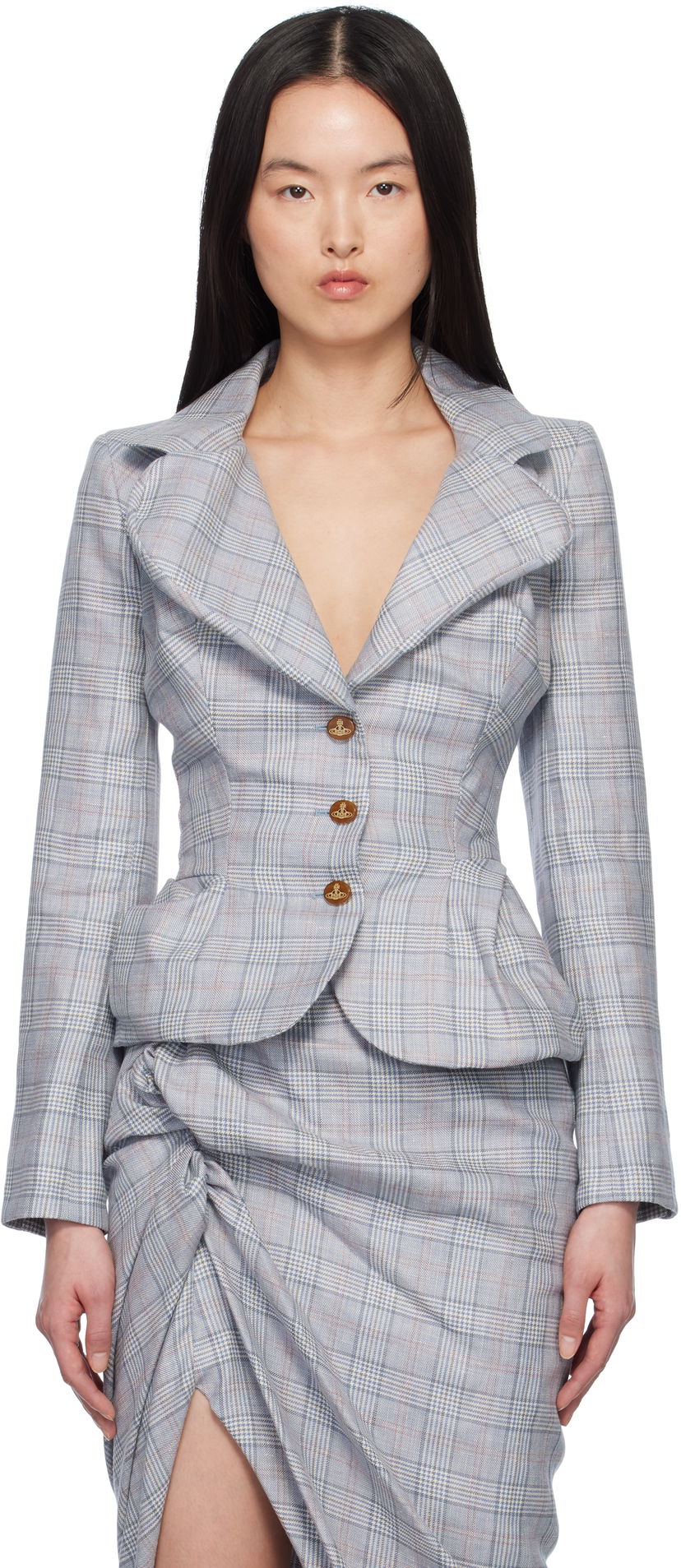 Verryttelypuku Vivienne Westwood Vivienne Westwood Drunken Prince of Wales Check Blazer Sininen | 1401007G-W013L-