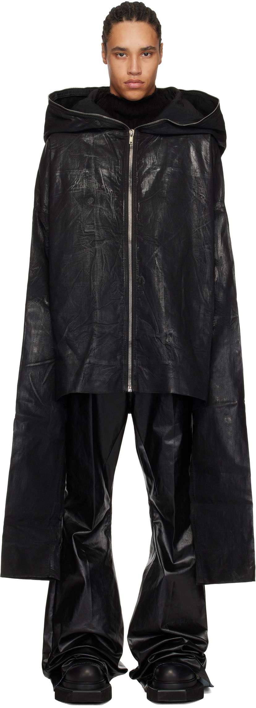 Huppari Rick Owens Rick Owens DRKSHDW Hollywood Gimp Kaftan Denim Jacket Musta | DU01E3780 SCF