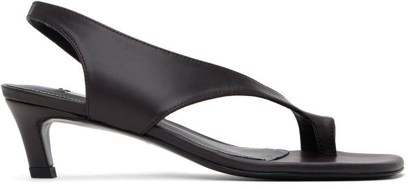 Vaatteet TOTEME TOTEME Leather Thong Heeled Sandals Musta | 252-WAS0201-LE0131