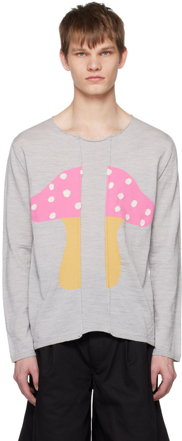 Villapaita Comme des Garçons Comme des Garçons Shirt Brett Westfall Edition Mushroom Intarsia Sweater Harmaa | FK-N003-051