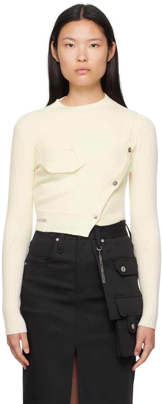 Villapaita Feng Chen Wang Feng Chen Wang Ribbed Asymmetrical Sweater Beige | FWF16KT02