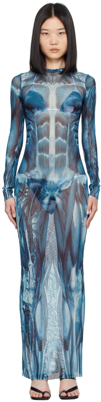 Mekko Jean Paul Gaultier 'The Écorché' Maxi Dress Sininen | 24/30-F-RO254-T554-505601