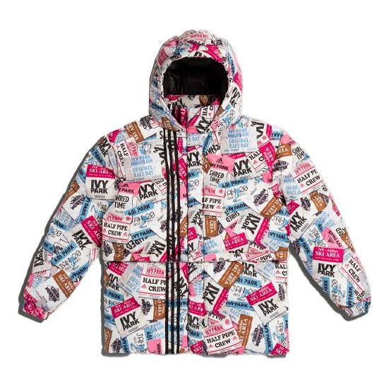 Puffer takki adidas Originals Ivy Park Letters Printed Down Jacket Valkoinen | H18992