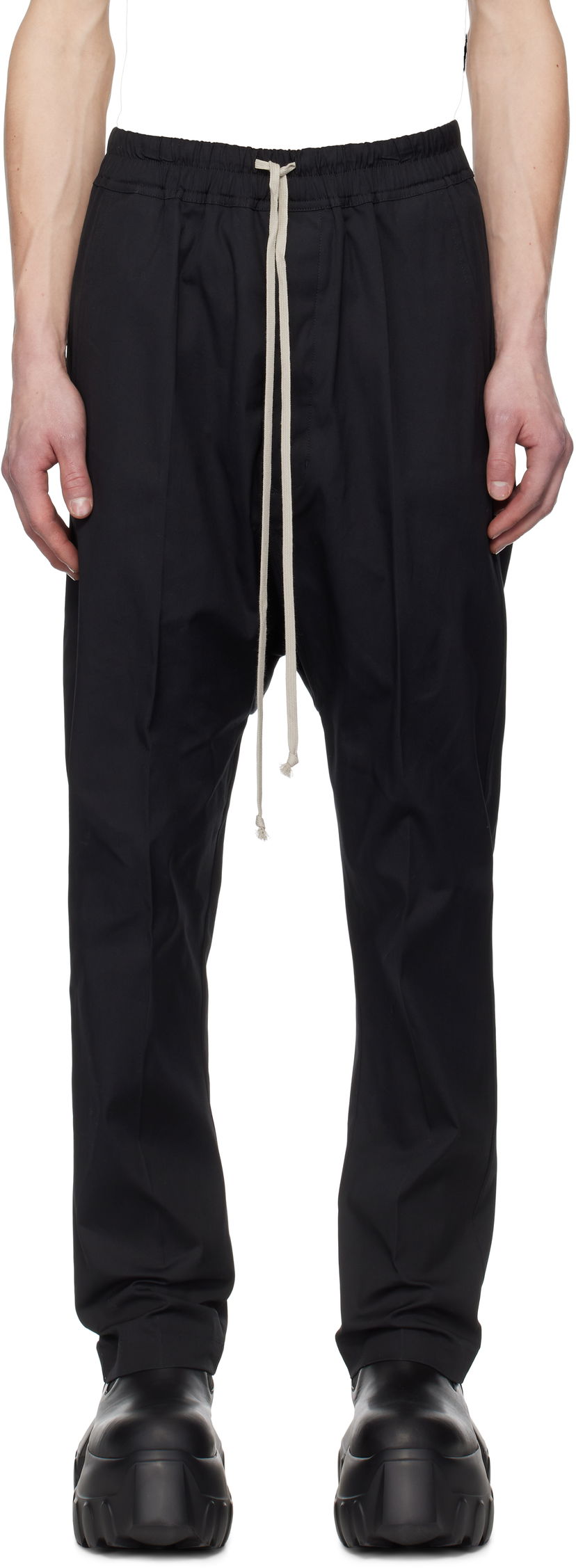 Housut Rick Owens Rick Owens Hollywood Heavy Drawstring Trousers Musta | RU01E5380 TE