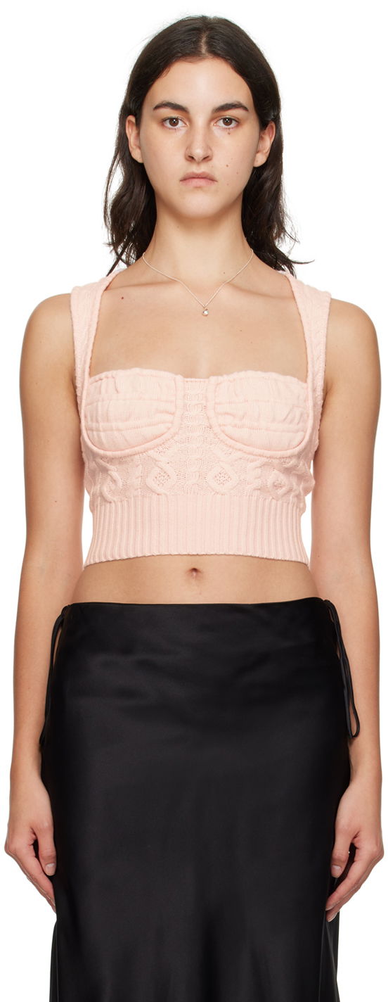 Tankkitoppi GUIZIO Guizio Gemma Knit Tank Top Vaaleanpunainen | F23612S004