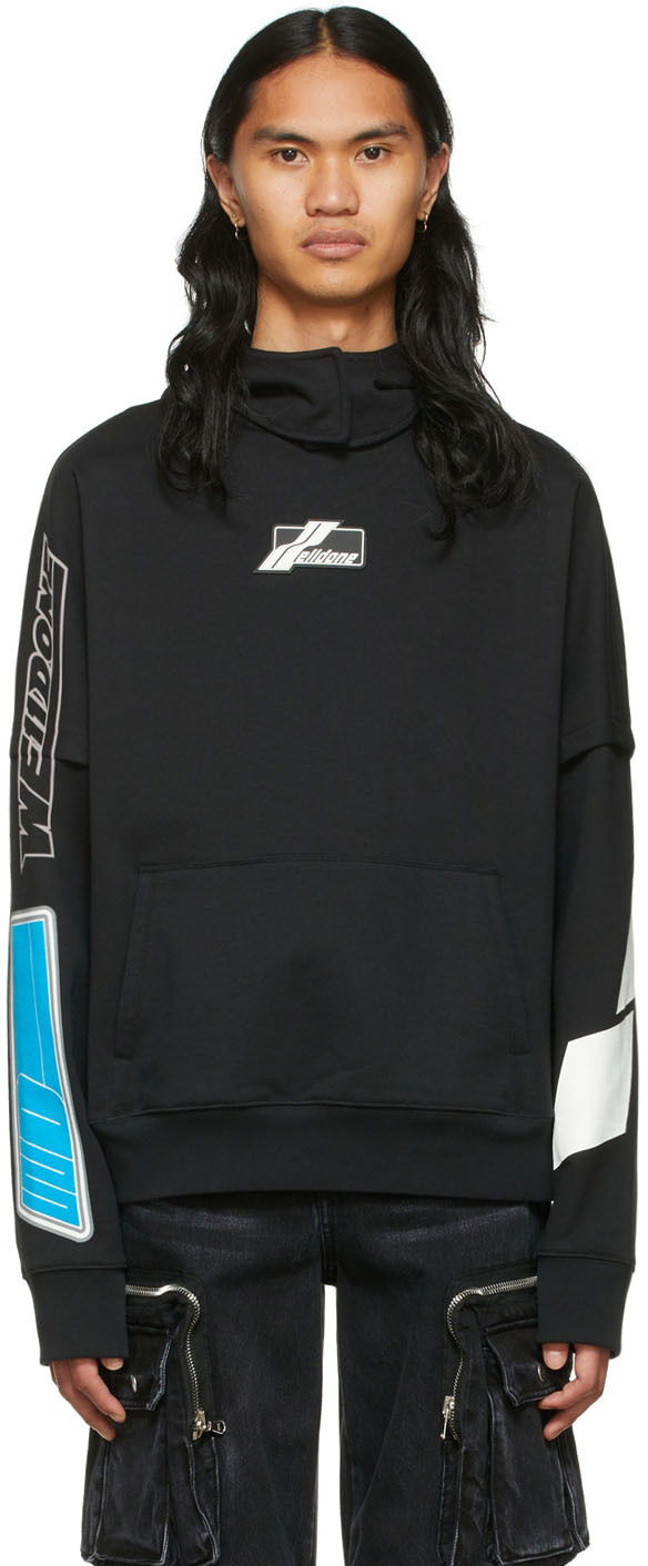 Huppari We11done Cotton Graphic Hoodie Musta | WD-TH1-22-568-U-BK