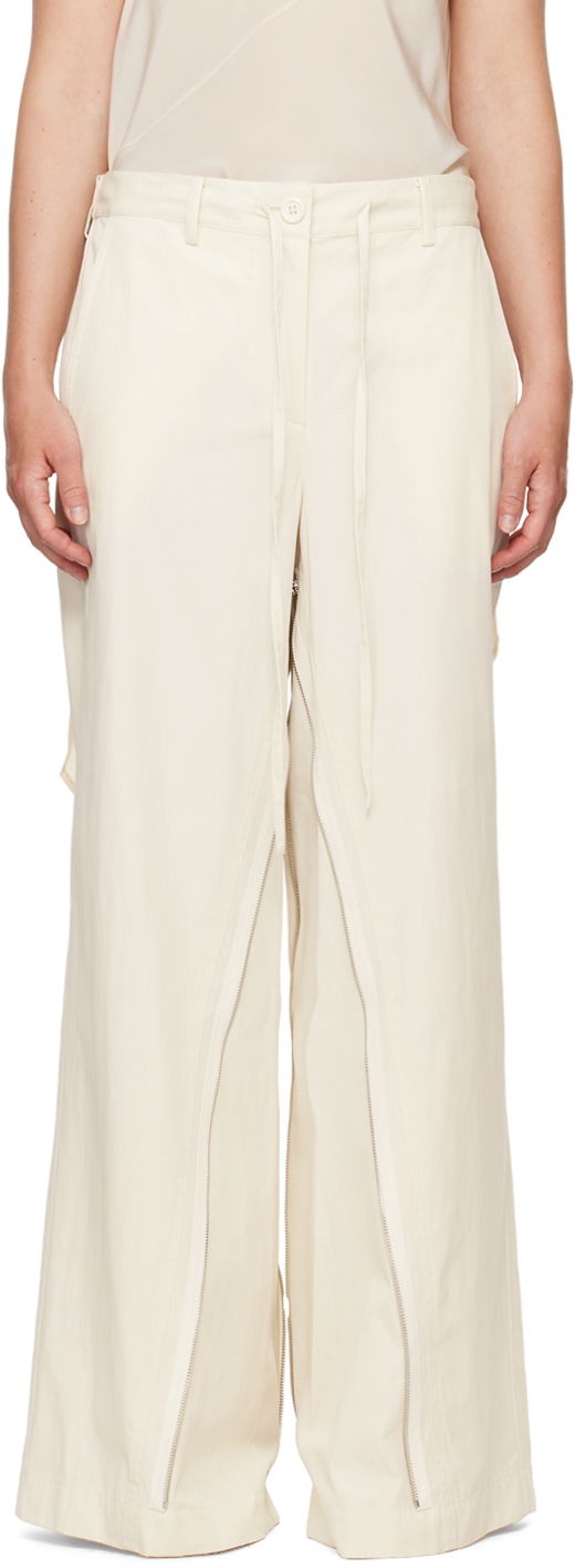 Housut Helmut Lang Helmut Lang Gusset Wide Leg Trousers Valkoinen | O04HW208