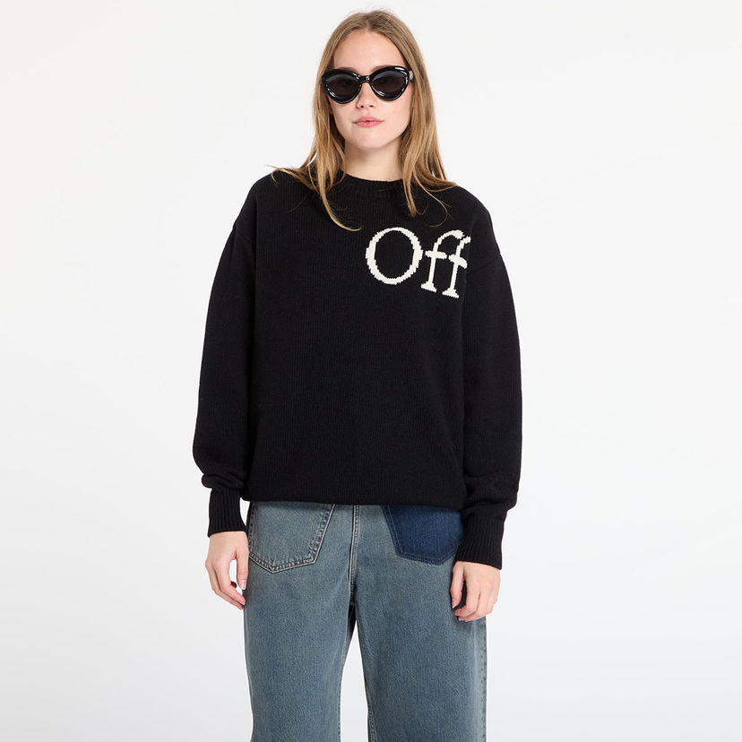 Villapaita Off-White Off-White Bookish Shared Knit Crewneck Musta | OWHE10OF25KNI0021001