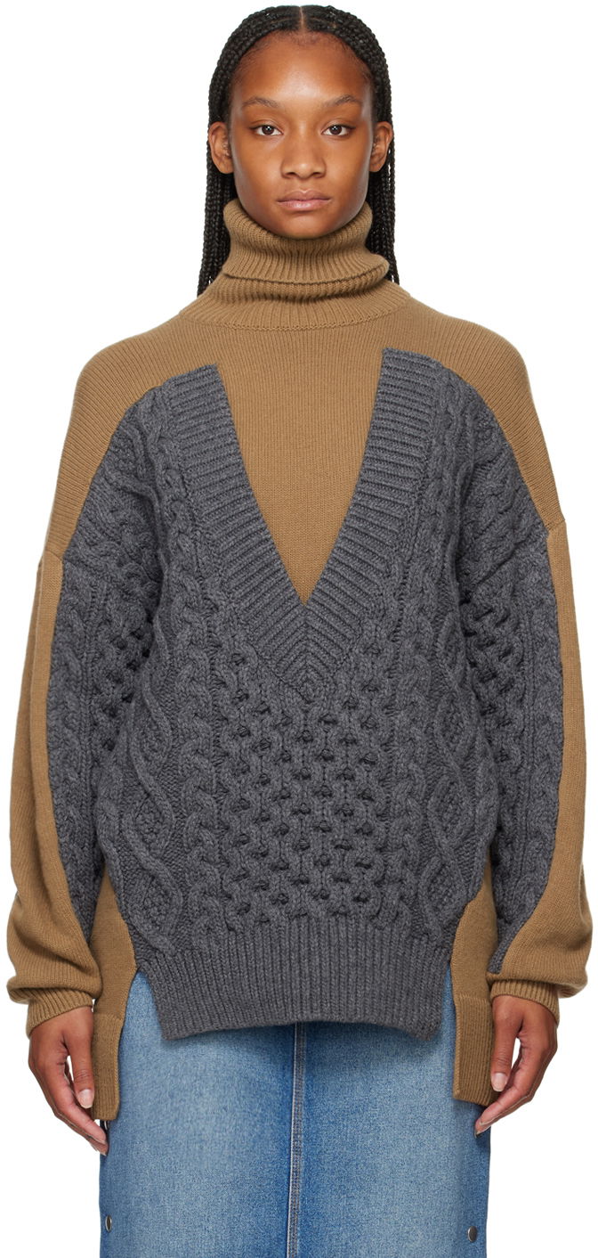Villapaita Stella McCartney Stella McCartney Paneled Turtleneck Sweater Ruskea | 6K08583S2527