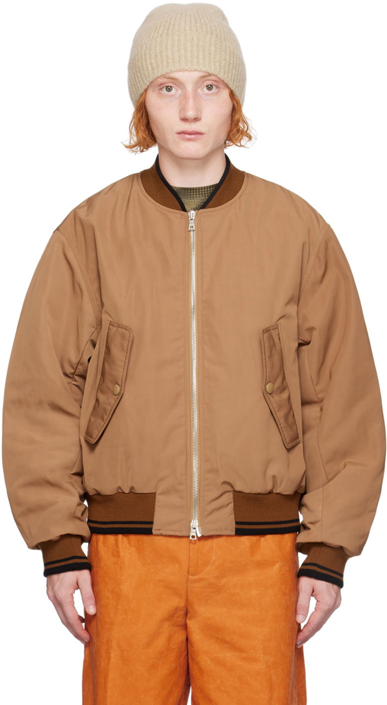 Bomber-takki Dries Van Noten Brown Oversized Bomber Jacket Ruskea | 242-020518-9102