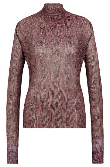 Villapaita BOSS Plissé Tulle High-Neck Top Vaaleanpunainen | 50521730