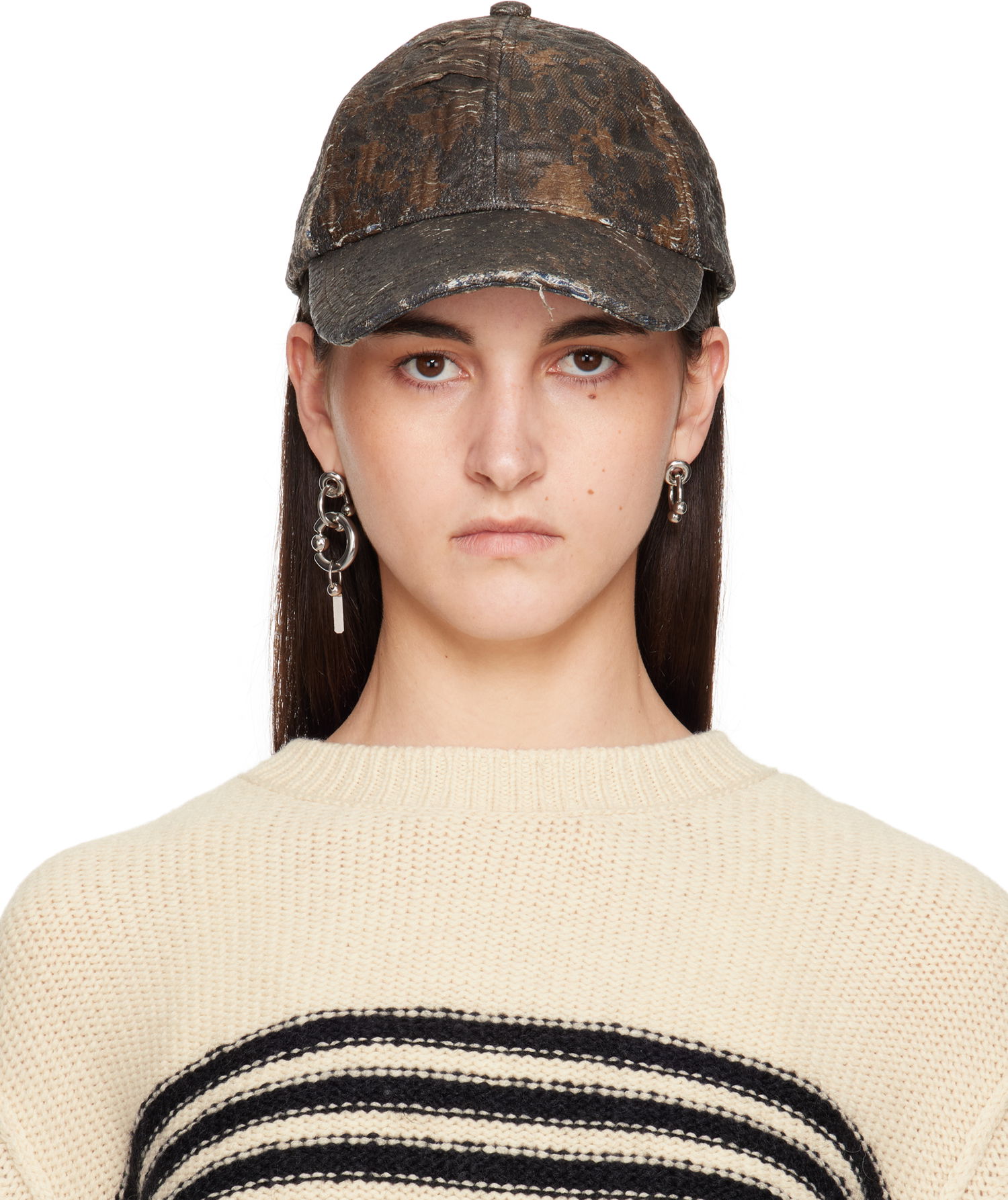 Korkki Acne Studios Acne Studios Distressed Monogram Baseball Cap Ruskea | C40401-, 0