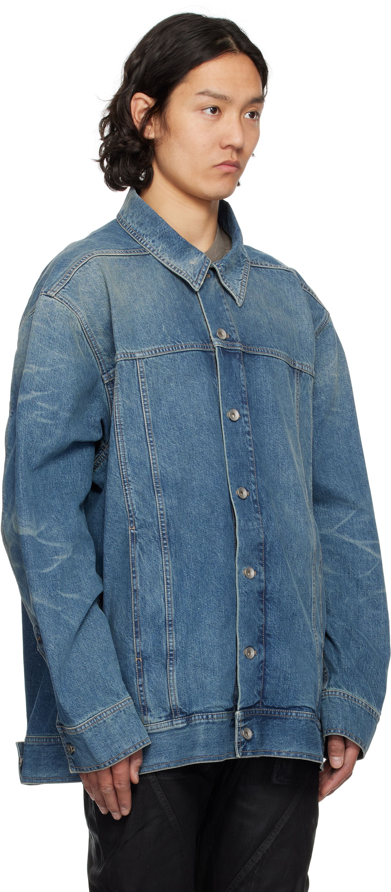 Takki Rick Owens Rick Owens DRKSHDW Hollywood Jumbo Worker Denim Jacket Sininen | DU01E3761 DWB, 1