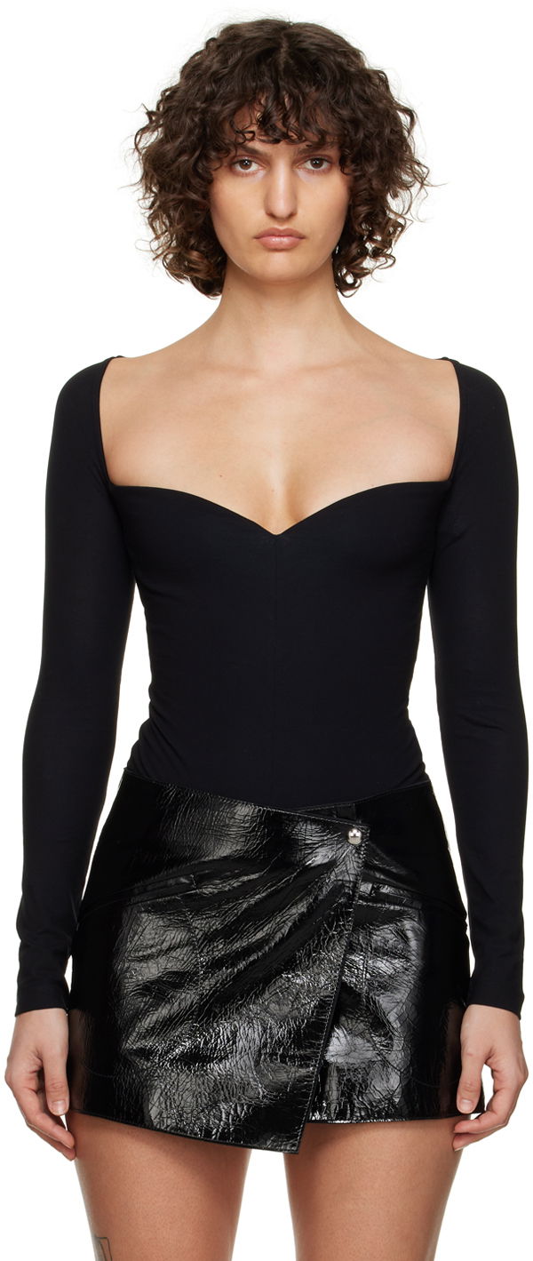 Body Khaite Bodysuit Long Sleeve Sweetheart Musta | 2273134