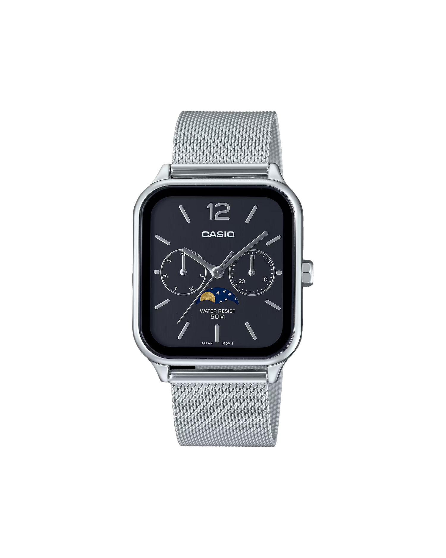 Katsella CASIO Watch with Day and Date Display and Moon Phase Subdial Metallinen | MTP-M305M-1AVER, 0