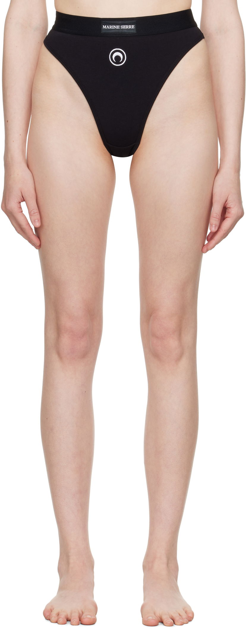 Pikkuhousut Marine Serre Marine Serre Moon Logo Stretched Jersey High-Waist Briefs Musta | WUW045A CJER0012