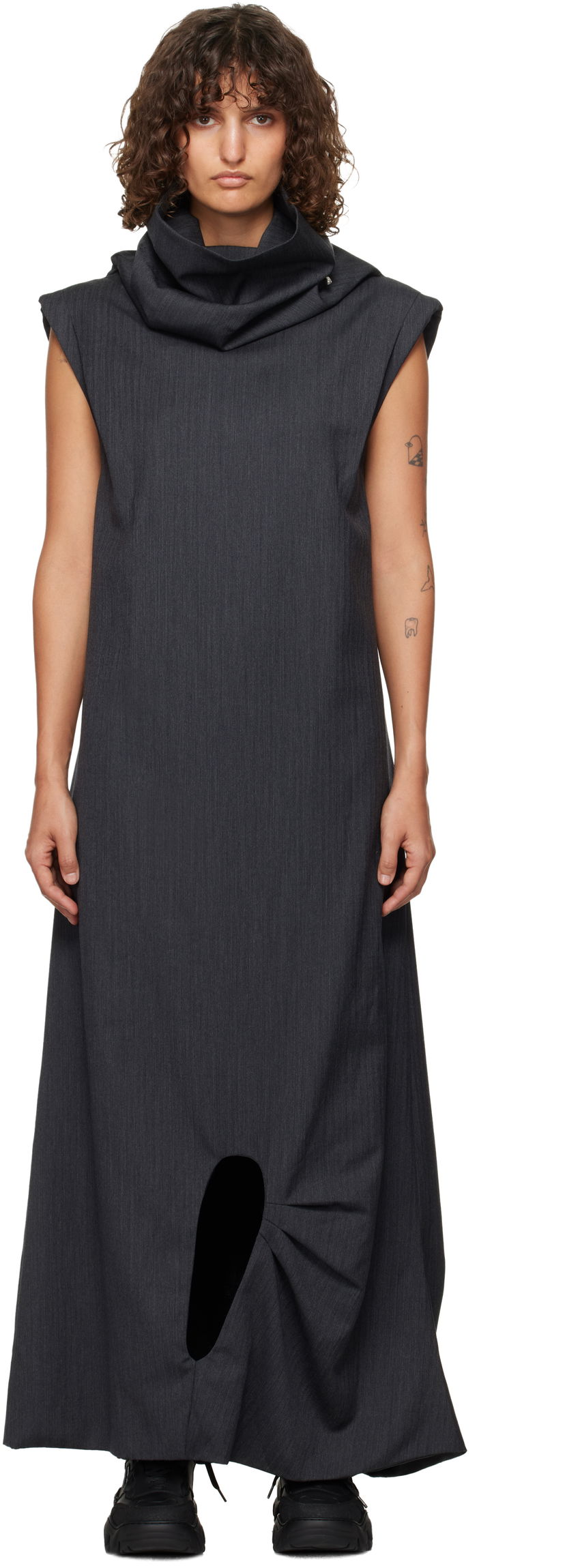 Mekko ADER ERROR Maxi Dress With Cutout Harmaa | BN01FWDR0101GR