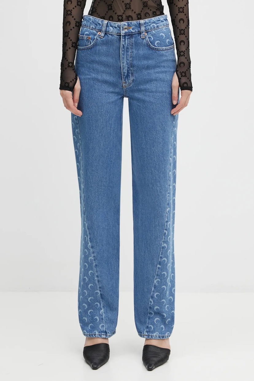 Jeans Marine Serre Moon Laser Denim Baggy High Waist Jeans Sininen | WPA169ACDEN0002