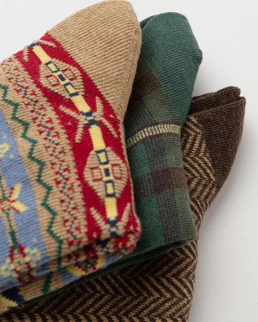 Sukat Polo by Ralph Lauren 3 Pairs Custom Fit Patterned Crew Socks Monivärinen | 449P04702001, 3