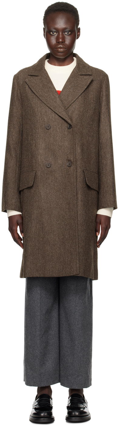 Takit A.P.C. Coat Double-Breasted Ruskea | WOARA-F01545