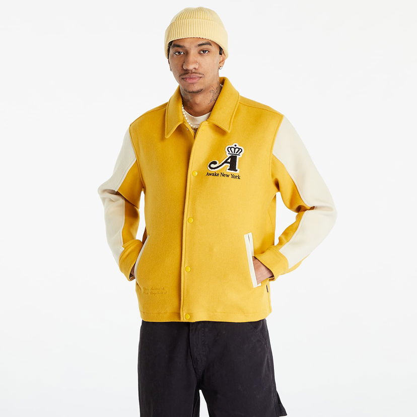Bomber-takki Awake NY Awake NY Crown Embroidered Varsity Jacket Keltainen | AWK-FW23-OT005-SAF