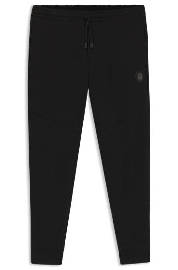 Verryttelypuku BOSS Cotton-blend Panelled Tracksuit Bottoms with Double B Monogram Musta | 50543860