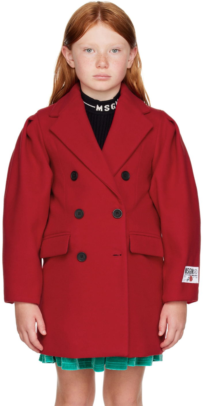 Takit MSGM MSGM Kids Double-Breasted Coat Punainen | MS029142