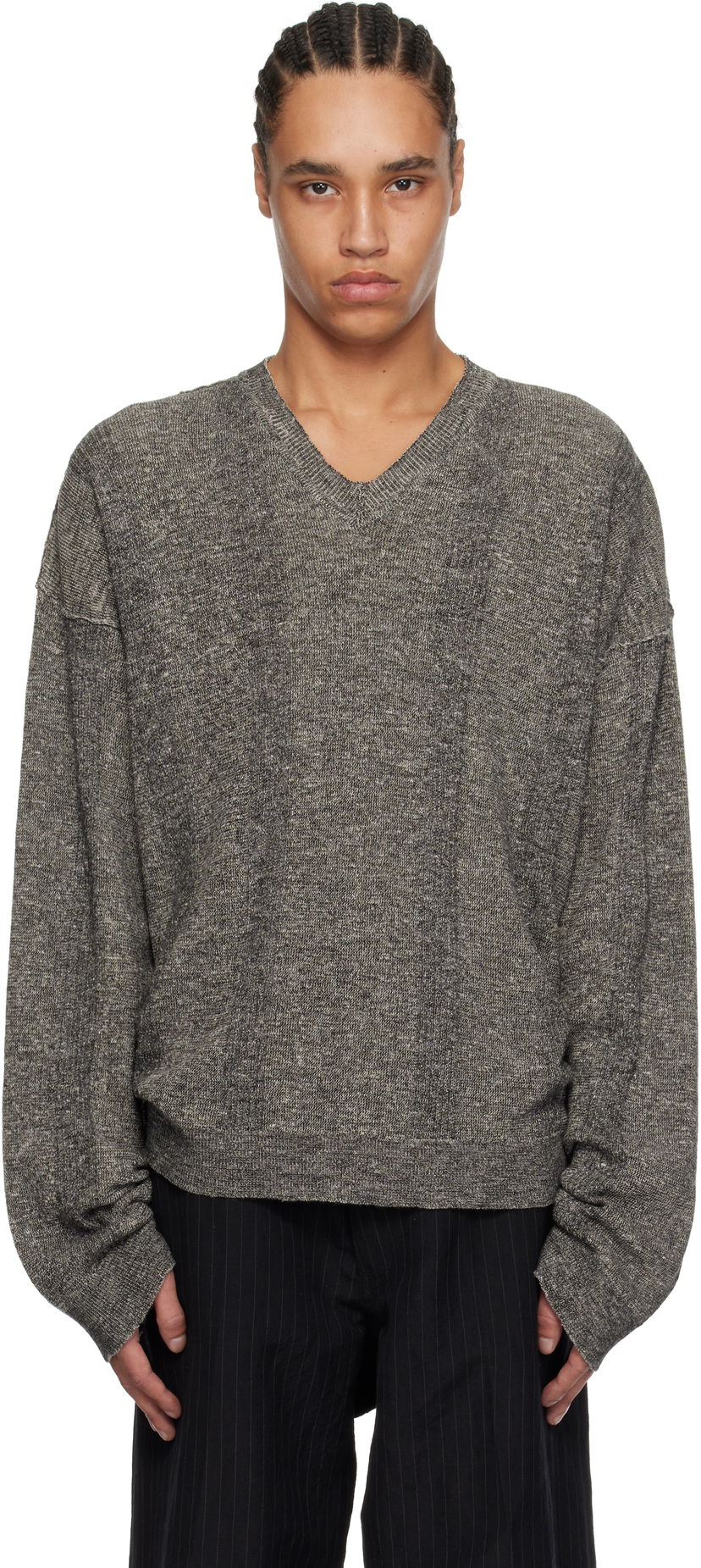 Villapaita Maison Margiela Maison Margiela V-Neck Sweater Harmaa | S50HN0012 M13097