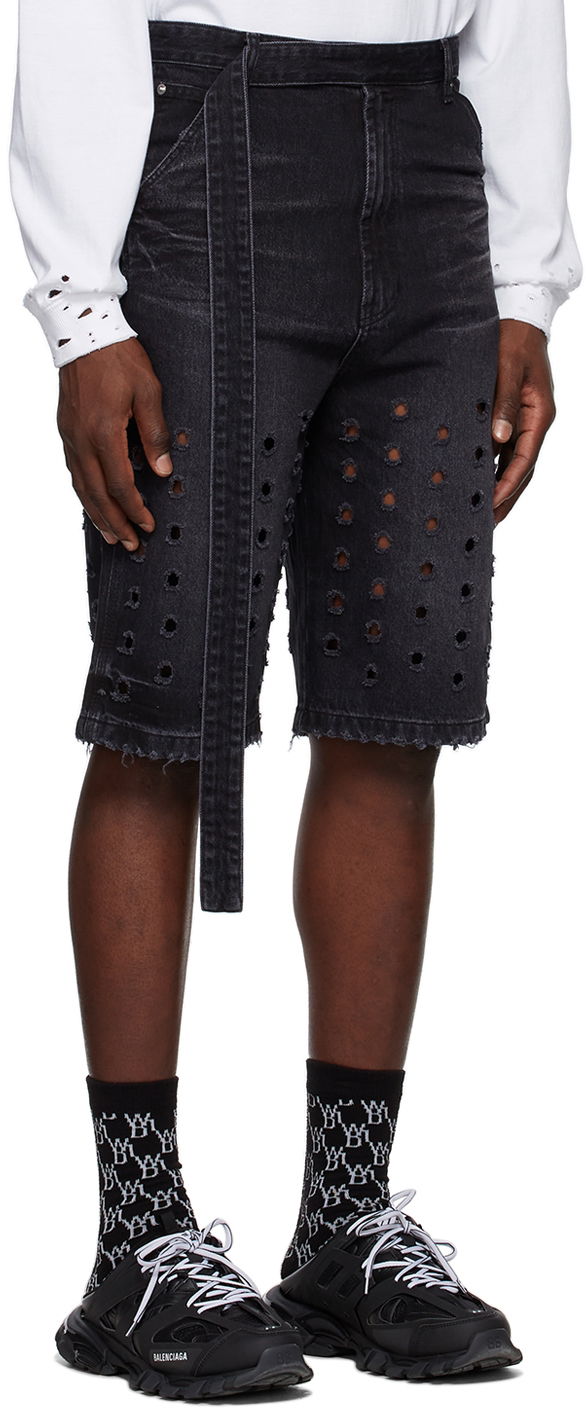 Shortsit We11done We11done Denim Eyelet Shorts Musta | WD-DP1-22-358-M-WB, 1