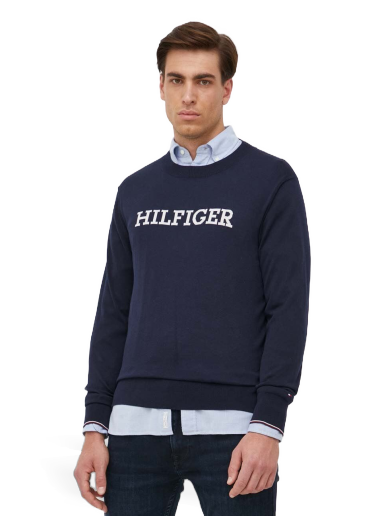 Villapaita Tommy Hilfiger Hilfiger Monotype Supima Relaxed Jumper Tummansininen | MW0MW31584